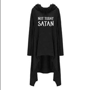 Womens Long Irregular Love & Not Today Satan Printed Overshirts