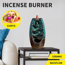 Load image into Gallery viewer, Mountain Waterfall Smoke Backflow Ceramic Incense Burner Cones Holder + 10 Cones