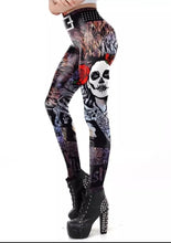 Carica l&#39;immagine nel visualizzatore di Gallery, Casual Gothic Skull Head Printed Camouflage Leggings