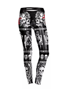 Casual Gothic Skull Head Printed Camouflage Leggings