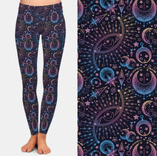 Load image into Gallery viewer, Ladies Astronomical Geometry Moon &amp; Stars Printed Leggings