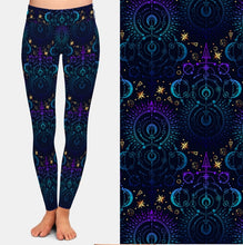 Laden Sie das Bild in den Galerie-Viewer, Ladies Astronomical Geometry Moon &amp; Stars Printed Leggings