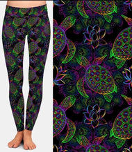 Load image into Gallery viewer, Ladies Gorgeous Rainbow Sea Turtles &amp; Fish Designed Leggings