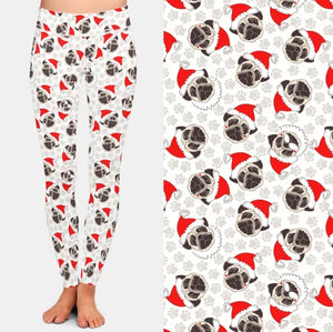 Ladies Merry "Pug" Christmas Printed Leggings