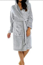 Load image into Gallery viewer, Womens Coral Fleece Hooded Bathrobes