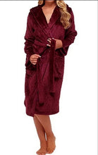 Load image into Gallery viewer, Womens Coral Fleece Hooded Bathrobes
