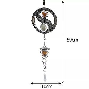NEW Indoor/Outdoor Yinyang Wind Chime With Crystal Balls Pendant Feature