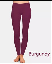 Load image into Gallery viewer, A pair of burgundy leggings