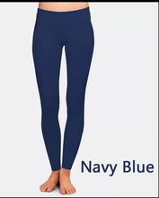 Load image into Gallery viewer, A pair of plain navy leggings