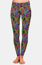 Laden Sie das Bild in den Galerie-Viewer, Womens Rainbow Tropical Leaves Printed Leggings