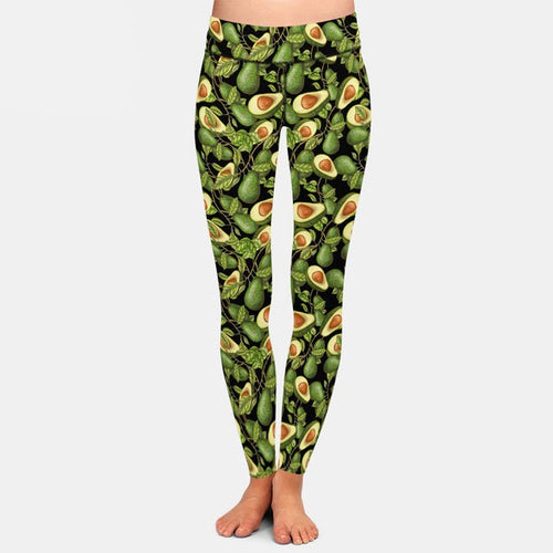 Ladies Avocados Black Design Soft Brushed Leggings