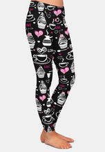 Carica l&#39;immagine nel visualizzatore di Gallery, Womens 3D Black Coffee Patterned Leggings