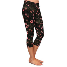 Load image into Gallery viewer, Ladies Golden Dog Paws Printed Capri Leggings