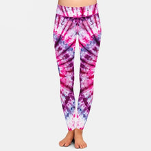 Load image into Gallery viewer, Ladies Pink/Purple Tie-Dye Printed Leggings
