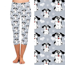 Carica l&#39;immagine nel visualizzatore di Gallery, Ladies Cute 3D Cartoon Dogs and Paw Prints Capri Leggings