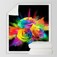 Carica l&#39;immagine nel visualizzatore di Gallery, Gorgeous Colourful Roses Sherpa 3D Throw Blankets