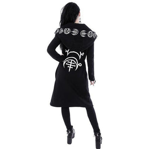 Gothic Punk Black Long Womens Printed Hoodies