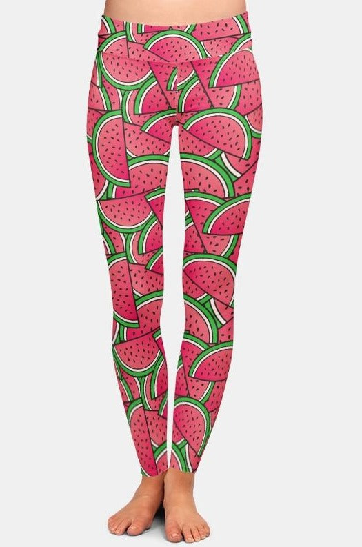 Womens AHH-MAZ-ING Summer 3D Watermelon Printed Leggings