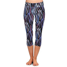Load image into Gallery viewer, Ladies Purple Zebra Printed Capri Leggings