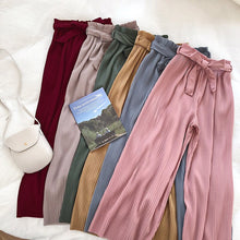Cargar imagen en el visor de la galería, Womens Solid Colours Pleated Wide-Leg Comfy Pants