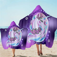 Carica l&#39;immagine nel visualizzatore di Gallery, Adults &amp; Kids Unicorn Printed Hooded Microfiber Towels