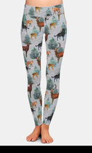 Cargar imagen en el visor de la galería, Ladies Deer &amp; Fox Printed Milk Silk Leggings