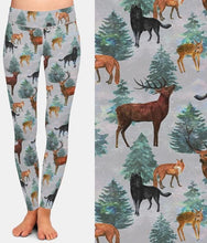 Cargar imagen en el visor de la galería, Ladies Deer &amp; Fox Printed Milk Silk Leggings