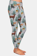 Cargar imagen en el visor de la galería, Ladies Deer &amp; Fox Printed Milk Silk Leggings