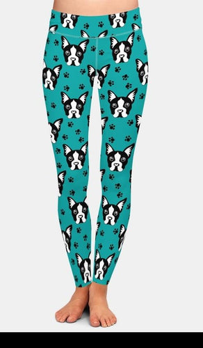 Ladies 3D Cute Cartoon Dogs & Paw Print Leggings