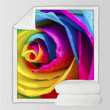 Load image into Gallery viewer, Gorgeous Colourful Roses Sherpa 3D Throw Blankets