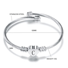 Load image into Gallery viewer, Fashion Heart Charm Bangle With Initial Engraved