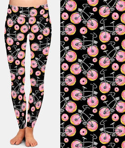Womens Fashion Bicycles With Assorted Foods Leggings