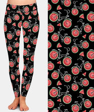 Cargar imagen en el visor de la galería, Womens Fashion Bicycles With Assorted Foods Leggings