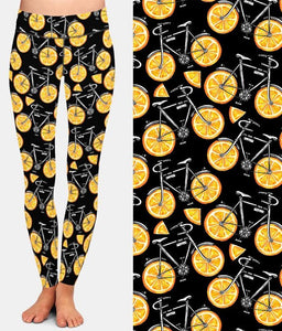 Womens Fashion Bicycles With Assorted Foods Leggings