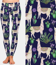 Load image into Gallery viewer, Ladies Alpaca &amp; Cactus Printed Leggings