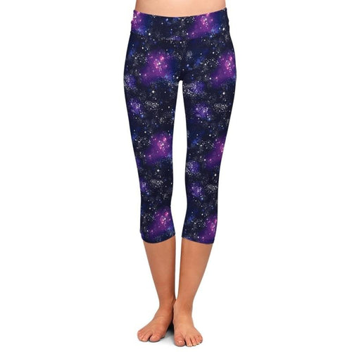 Ladies 3D Galaxy Digital Printed Capri Leggings