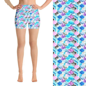 Ladies Summer Fashion Pastel Coloured Fish Scales Printed Shorts