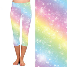 Charger l&#39;image dans la galerie, Ladies Pastel Sparkle Rainbow Capri Leggings