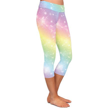 Charger l&#39;image dans la galerie, Ladies Pastel Sparkle Rainbow Capri Leggings