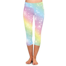 Charger l&#39;image dans la galerie, Ladies Pastel Sparkle Rainbow Capri Leggings