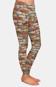 Womens Fashion 3D Brick Wall Printed Leggings