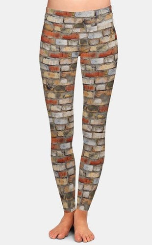 Womens Fashion 3D Brick Wall Printed Leggings