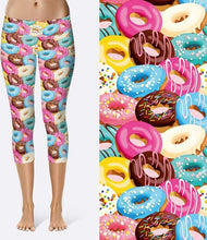 Load image into Gallery viewer, Womens Colourful Digital Donuts Capri Leggings