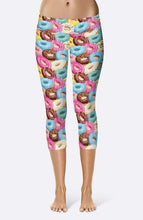 Load image into Gallery viewer, Womens Colourful Digital Donuts Capri Leggings