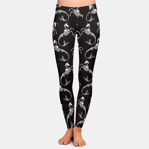 Ladies 3D Printed Unicorn Skeletons Leggings