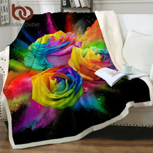 Laden Sie das Bild in den Galerie-Viewer, Gorgeous Colourful Roses Sherpa 3D Throw Blankets