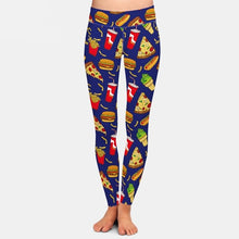 Cargar imagen en el visor de la galería, Womens 3D Hamburgers &amp; Pizza Night Patterned Leggings