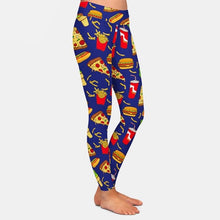 Cargar imagen en el visor de la galería, Womens 3D Hamburgers &amp; Pizza Night Patterned Leggings