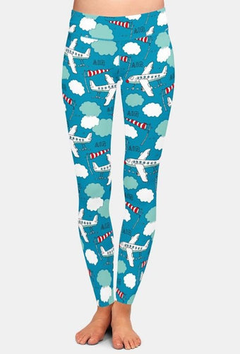 Ladies Fashion 3D Planes Printed Leggings