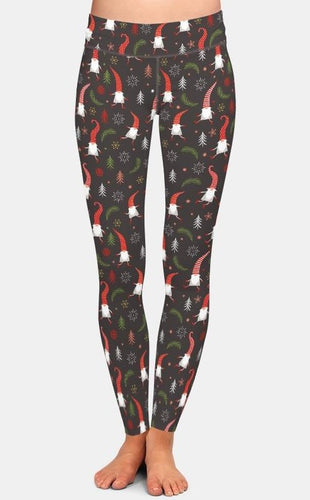 Ladies Cute Christmas Gnomes Printed Leggings